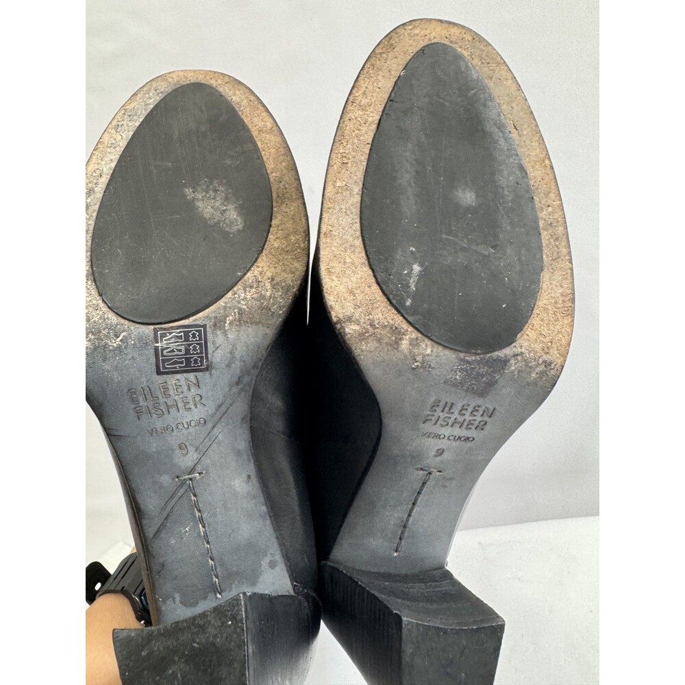 Eileen Fisher Women Leather Ankle Boots Size 9 Black Zip Dress Work Shoes - Picture 13 of 16